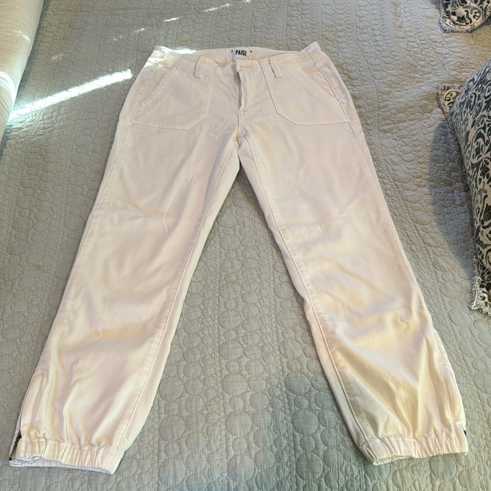 Paige white denim joggers